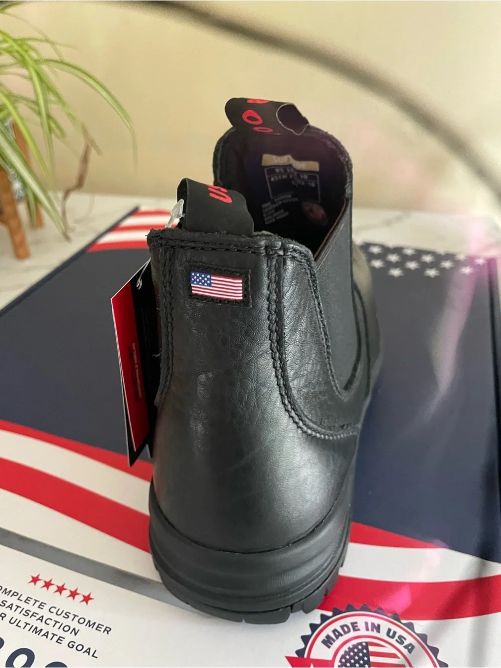 US BOOT Men’s Black Leather size 10 but fits like 11.  Work Boots